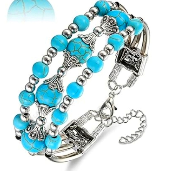 roses_garden Jewelry - Turquoise 3 Row Bangle Bracelet NWT
